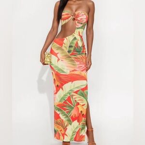 NEW Tropical Cutout Maxi Dress